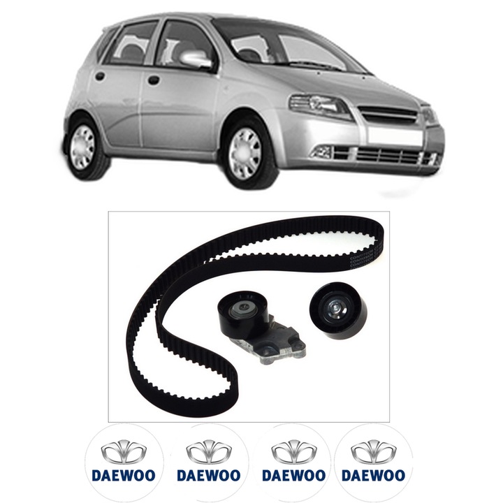 Set kit distributie DAEWOO KALOS (KLAS) 1.4 16V din 2003 KW 69 CP 94 CMC 1399, Auto, Continental Contitech, 4 Stickere auto cu DAEWOO