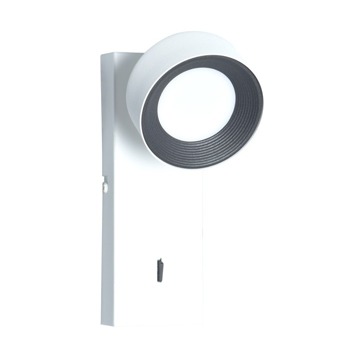 LED аплик, Italux, Fonten, 1.8w, 489 lm, 4000k, неутрално бяло, матирано бяло, метал, алуминий, pc, LED модул, IP20, 220-240v, 11.4 см, 9 см, 5