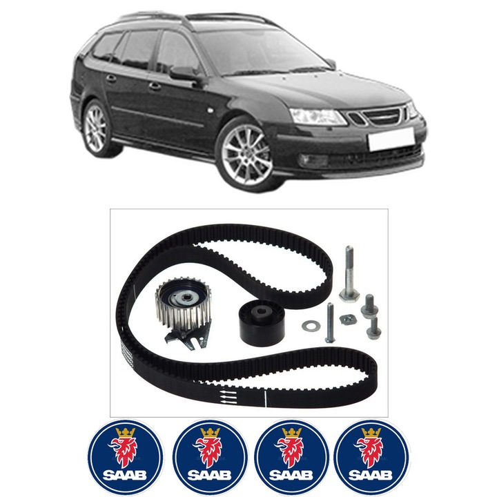 Set kit distributie SAAB 9-3 Estate (E50) 1.9 TiD din 2005-2015 KW 88 CP 120 CMC 1910, Auto, Continental Contitech, 4 Stickere auto cu SAAB