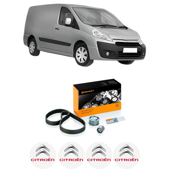 Set kit distributie CITROEN JUMPY II Van 1.6 HDi 90 8V din 2007-2016 KW 66 CP 90 CMC 1560, Auto, Continental Contitech, 4 Stickere auto cu CITROEN