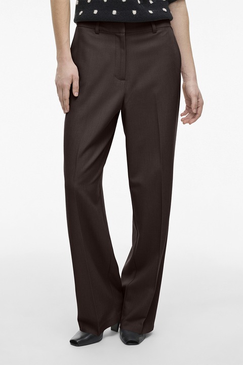 Vila, Прав панталон с висока талия, Тъмнокафяв