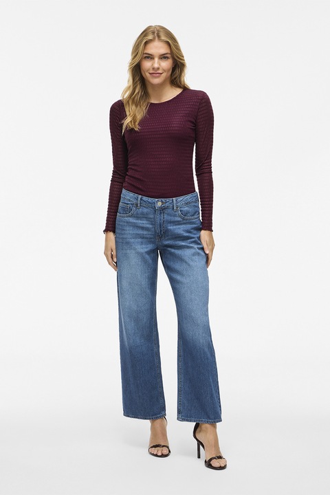 Vila, Bluza slim fit Larine, Rosu inchis