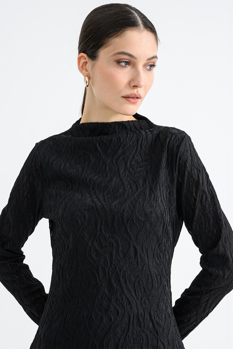 Vila, Bluza evazata cu model texturat, Negru stins