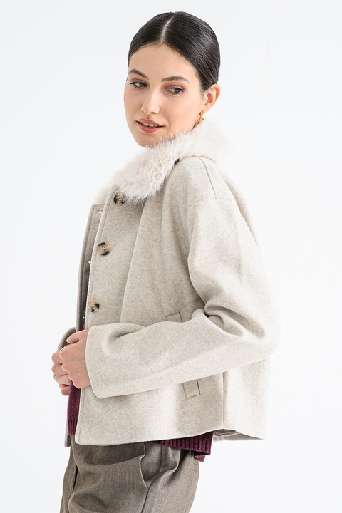 Vila, Яке Quinn с яка от еко пух, Бял/Бежов, S