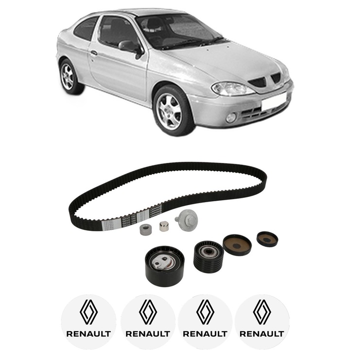 Set kit distributie RENAULT MEGANE I Coach (DA0/1_) 1.4 16V (DA0D, DA1H, DA0W, DA10) din 1999-2003 KW 70 CP 95 CMC 1390, Auto, Continental Contitech, 4 Stickere auto cu RENAULT