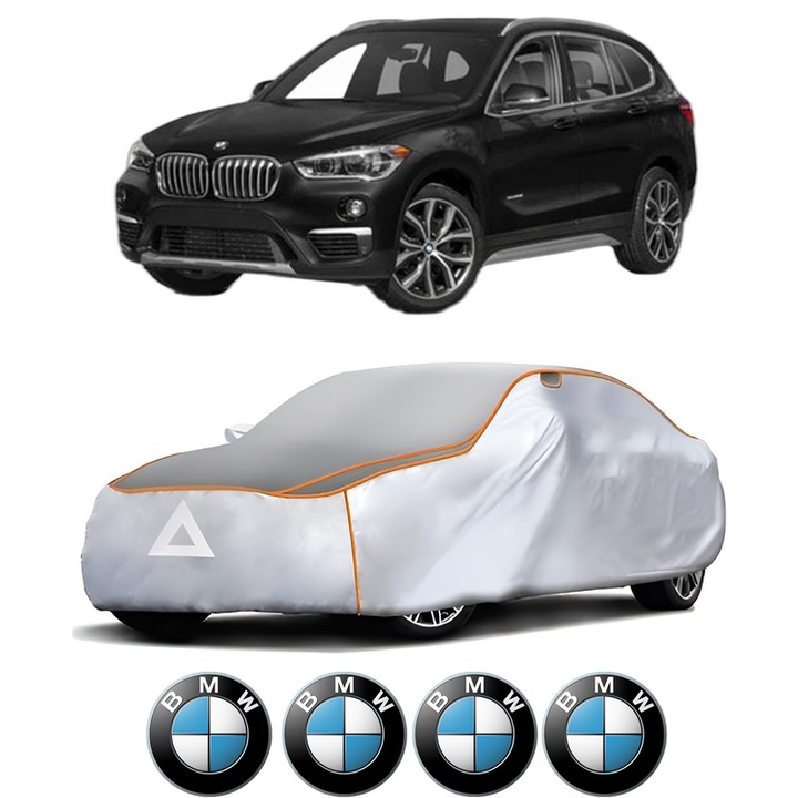 Husa Prelata Antigrindina Auto BMW Seria X1 (F48) din 2014-2022, Protectie auto contra intemperiilor la grindina, Waterproof, 4x Stickere auto BMW