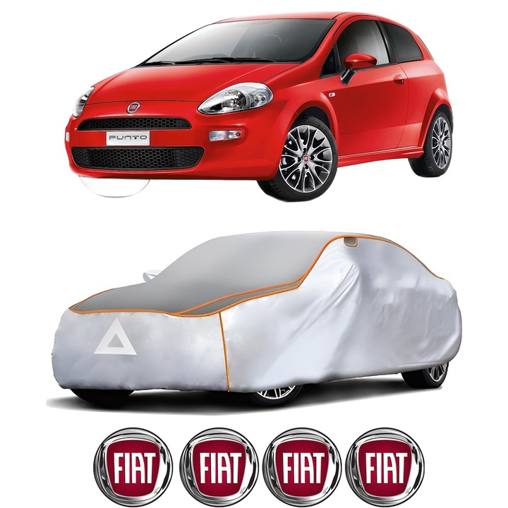 Husa Prelata Antigrindina Auto FIAT PUNTO EVO Hatchback Van (199_) din 2009-2012, Protectie auto contra intemperiilor la grindina, Waterproof, 4x Stickere auto FIAT