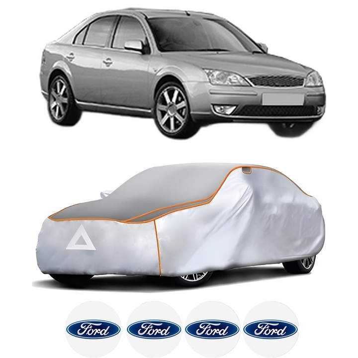 Husa Prelata Antigrindina Auto FORD MONDEO III (B5Y) din 2000-2007, Protectie auto contra intemperiilor la grindina, Waterproof, 4x Stickere auto FORD