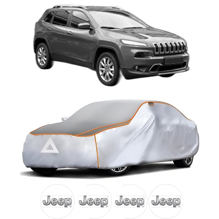 Husa Prelata Antigrindina Auto JEEP CHEROKEE (KL) din 2013-2018, Protectie auto contra intemperiilor la grindina, Waterproof, 4x Stickere auto JEEP