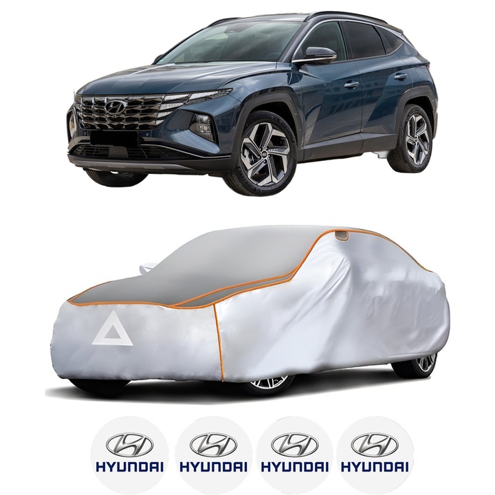 Husa Prelata Antigrindina Auto HYUNDAI TUCSON (NX4E, NX4A) din 2020-2022, Protectie auto contra intemperiilor la grindina, Waterproof, 4x Stickere auto HYUNDAI