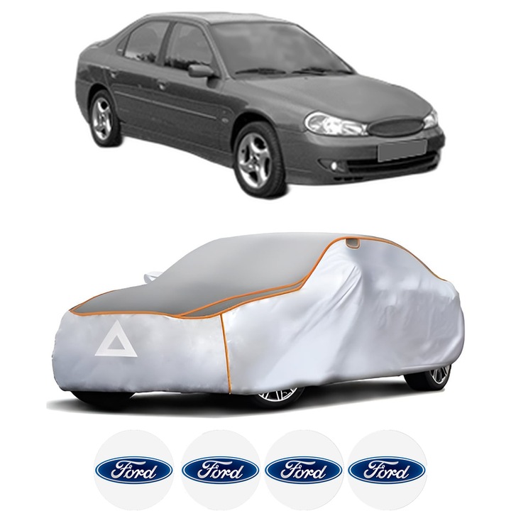 Husa Prelata Antigrindina Auto FORD MONDEO II (BAP) din 1996-2000, Protectie auto contra intemperiilor la grindina, Waterproof, 4x Stickere auto FORD