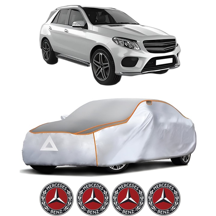 Husa Prelata Antigrindina Auto MERCEDES-BENZ GLE (W166) din 2015-2018, Protectie auto contra intemperiilor la grindina, Waterproof, 4x Stickere auto MERCEDES-BENZ