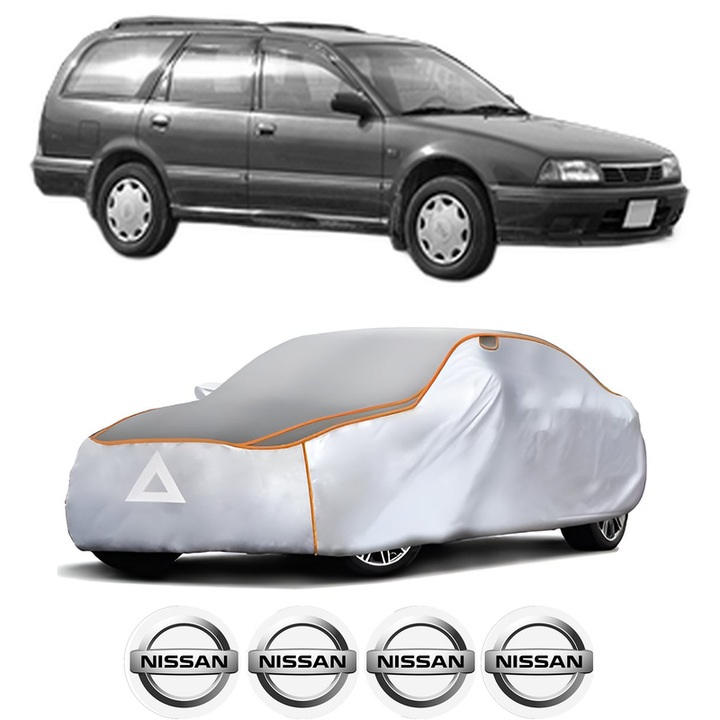 Husa Prelata Antigrindina Auto NISSAN PRIMERA Traveller (W10) din 1990-1998, Protectie auto contra intemperiilor la grindina, Waterproof, 4x Stickere auto NISSAN
