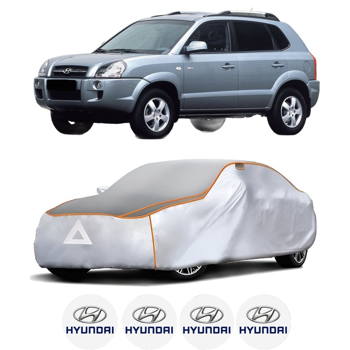 Husa Prelata Antigrindina Auto HYUNDAI TUCSON (JM) din 2004-2012, Protectie auto contra intemperiilor la grindina, Waterproof, 4x Stickere auto HYUNDAI