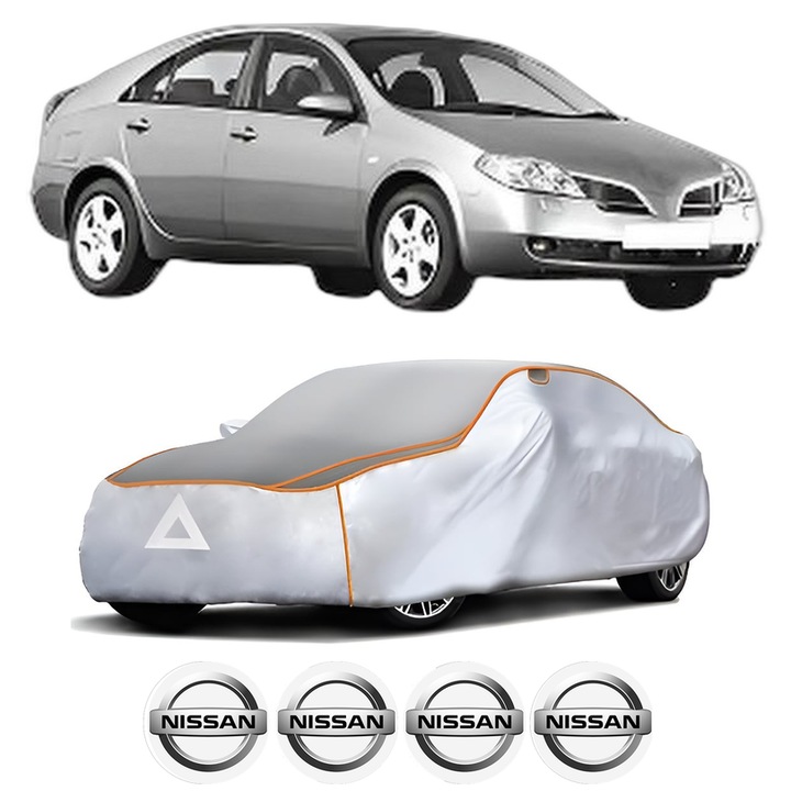 Husa Prelata Antigrindina Auto NISSAN PRIMERA (P12) din 2002-2008, Protectie auto contra intemperiilor la grindina, Waterproof, 4x Stickere auto NISSAN