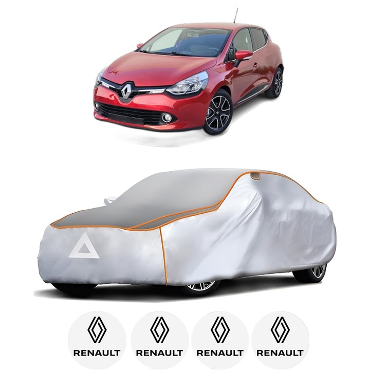 Husa Prelata Antigrindina Auto RENAULT CLIO IV Hatchback Van (BH_) din 2014-2021, Protectie auto contra intemperiilor la grindina, Waterproof, 4x Stickere auto RENAULT
