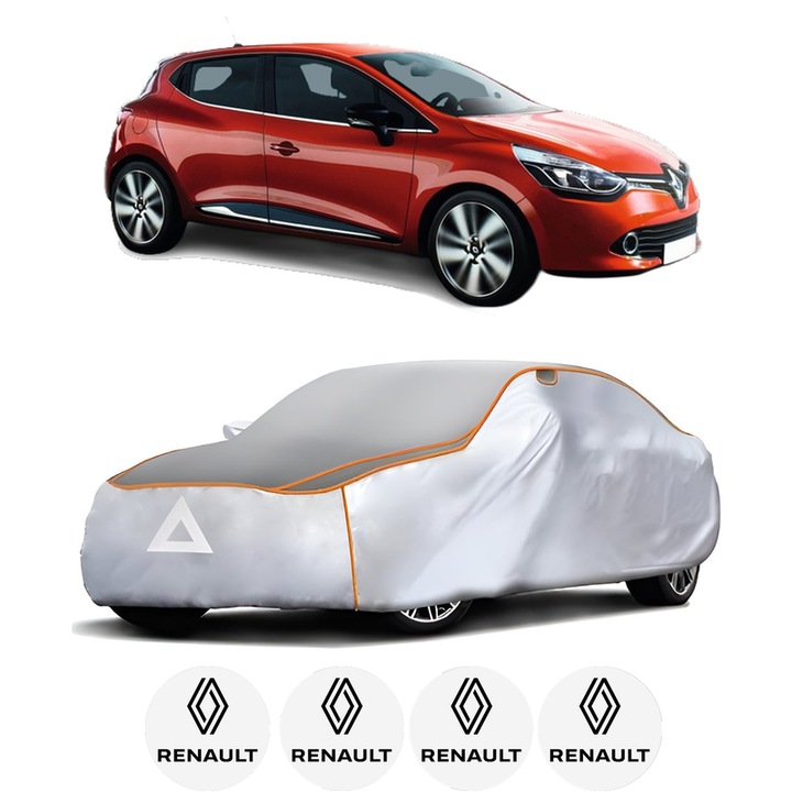 Husa Prelata Antigrindina Auto RENAULT CLIO IV Grandtour (KH_) din 2012-2021, Protectie auto contra intemperiilor la grindina, Waterproof, 4x Stickere auto RENAULT
