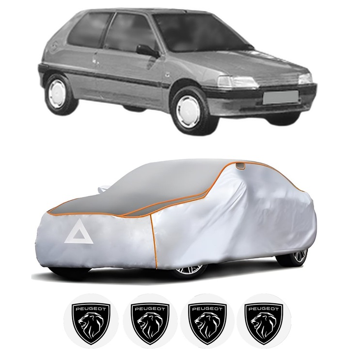 Husa Prelata Antigrindina Auto PEUGEOT 106 I (1A, 1C) din 1991-1996, Protectie auto contra intemperiilor la grindina, Waterproof, 4x Stickere auto PEUGEOT