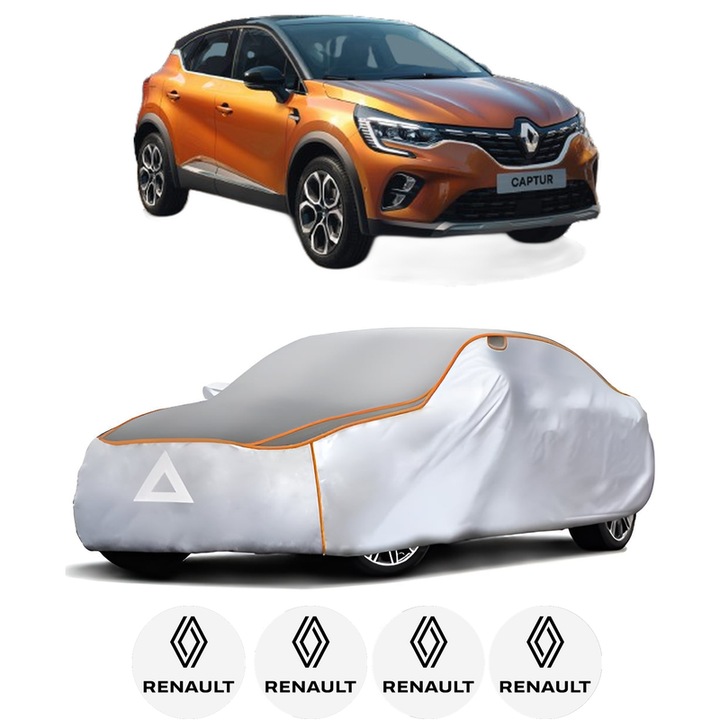 Husa Prelata Antigrindina Auto RENAULT CAPTUR II (HF_) din 2020-2022, Protectie auto contra intemperiilor la grindina, Waterproof, 4x Stickere auto RENAULT