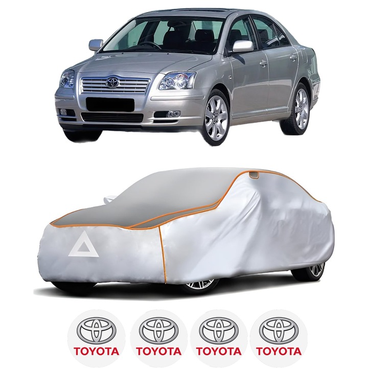 Husa Prelata Antigrindina Auto TOYOTA AVENSIS Saloon (_T25_) din 2003-2008, Protectie auto contra intemperiilor la grindina, Waterproof, 4x Stickere auto TOYOTA