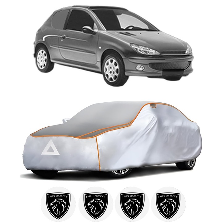 Husa Prelata Antigrindina Auto PEUGEOT 206 Van din 2001-2009, Protectie auto contra intemperiilor la grindina, Waterproof, 4x Stickere auto PEUGEOT