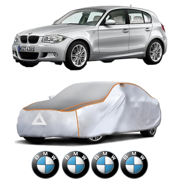 Husa Prelata Antigrindina Auto BMW Seria 1 (E87) din 2004-2011, Protectie auto contra intemperiilor la grindina, Waterproof, 4x Stickere auto BMW
