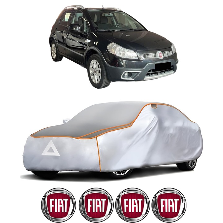 Husa Prelata Antigrindina Auto FIAT SEDICI (189_) din 2006-2014, Protectie auto contra intemperiilor la grindina, Waterproof, 4x Stickere auto FIAT