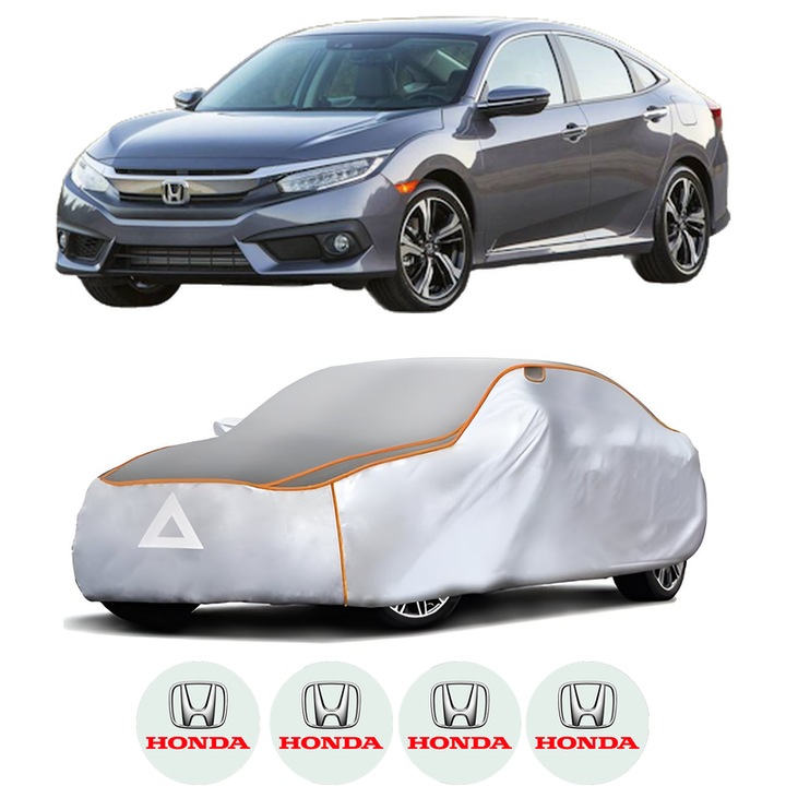 Husa Prelata Antigrindina Auto HONDA CIVIC X Hatchback (FC_, FK_) din 2017-2022, Protectie auto contra intemperiilor la grindina, Waterproof, 4x Stickere auto HONDA