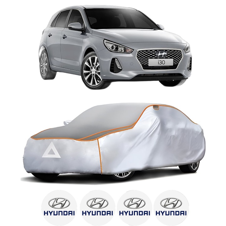 Husa Prelata Antigrindina Auto HYUNDAI i30 Hatchback Van (PDE) din 2016-2020, Protectie auto contra intemperiilor la grindina, Waterproof, 4x Stickere auto HYUNDAI