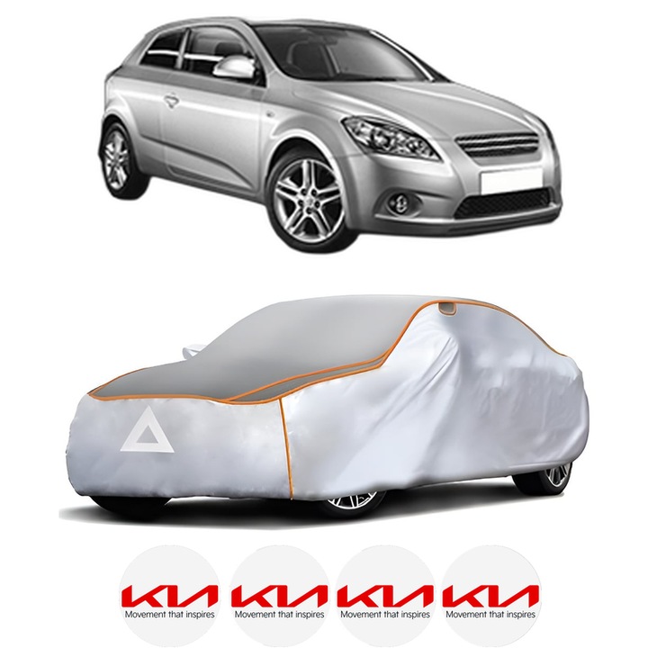 Husa Prelata Antigrindina Auto KIA CEE'D Hatchback (ED) din 2006-2012, Protectie auto contra intemperiilor la grindina, Waterproof, 4x Stickere auto KIA