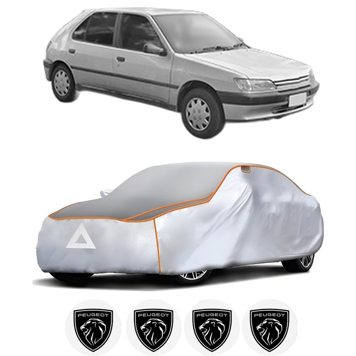 Husa Prelata Antigrindina Auto PEUGEOT 306 Hatchback Van din 1993-2001, Protectie auto contra intemperiilor la grindina, Waterproof, 4x Stickere auto PEUGEOT