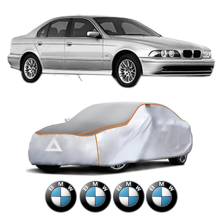 Husa Prelata Antigrindina Auto BMW Seria 5 (E39) din 1995-2003, Protectie auto contra intemperiilor la grindina, Waterproof, 4x Stickere auto BMW