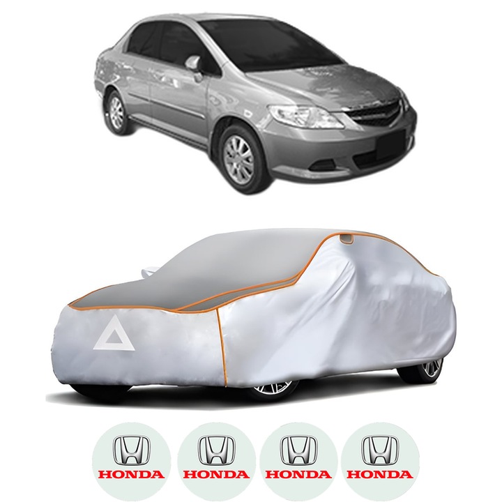Husa Prelata Antigrindina Auto HONDA CITY IV Saloon (GE4) din 2002-2008, Protectie auto contra intemperiilor la grindina, Waterproof, 4x Stickere auto HONDA