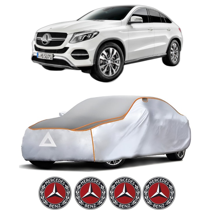 Husa Prelata Antigrindina Auto MERCEDES-BENZ GLE Coupe (C292) din 2015-2019, Protectie auto contra intemperiilor la grindina, Waterproof, 4x Stickere auto MERCEDES-BENZ