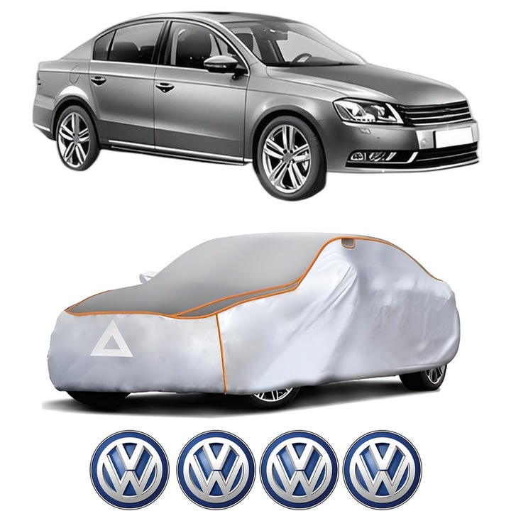 Husa Prelata Antigrindina Auto Volskwagen PASSAT B7 (362) din 2010-2014, Protectie auto contra intemperiilor la grindina, Waterproof, 4x Stickere auto Volskwagen
