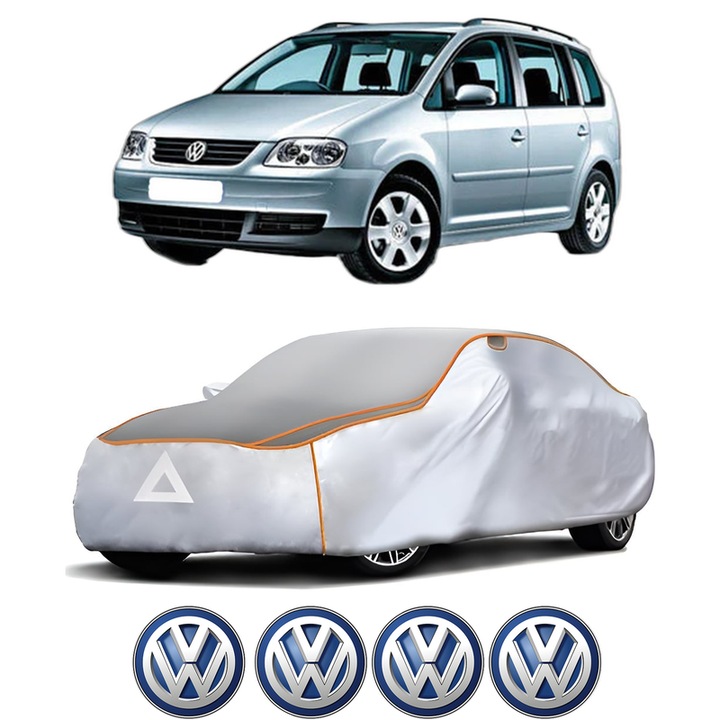 Husa Prelata Antigrindina Auto Volskwagen TOURAN VAN (1T1, 1T2) din 2003-2010, Protectie auto contra intemperiilor la grindina, Waterproof, 4x Stickere auto Volskwagen