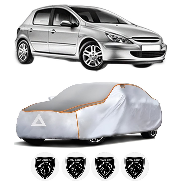 Husa Prelata Antigrindina Auto PEUGEOT 307 (3A/C) din 2000-2012, Protectie auto contra intemperiilor la grindina, Waterproof, 4x Stickere auto PEUGEOT