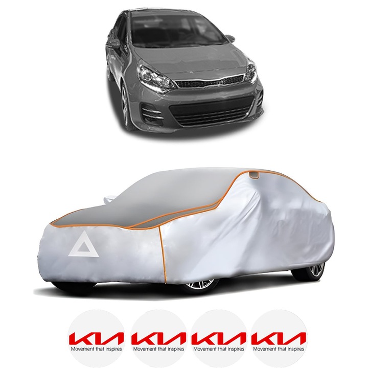 Husa Prelata Antigrindina Auto KIA RIO III Hatchback Van (UB) din 2011-2017, Protectie auto contra intemperiilor la grindina, Waterproof, 4x Stickere auto KIA