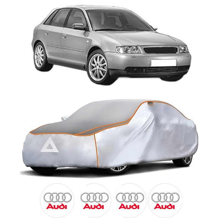 Husa Prelata Antigrindina Auto AUDI A3 (8L1) din 1996-2003, Protectie auto contra intemperiilor la grindina, Waterproof, 4x Stickere auto AUDI