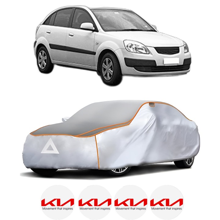 Husa Prelata Antigrindina Auto KIA RIO II (JB) din 2005-2011, Protectie auto contra intemperiilor la grindina, Waterproof, 4x Stickere auto KIA