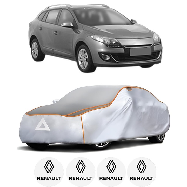 Husa Prelata Antigrindina Auto RENAULT MEGANE III Combi Van (KZ0/1) din 2009-2015, Protectie auto contra intemperiilor la grindina, Waterproof, 4x Stickere auto RENAULT