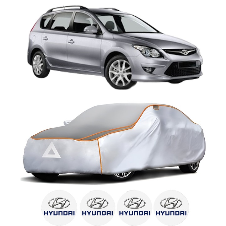 Husa Prelata Antigrindina Auto HYUNDAI i30 Estate (GD) din 2012-2017, Protectie auto contra intemperiilor la grindina, Waterproof, 4x Stickere auto HYUNDAI