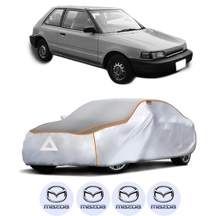 Husa Prelata Antigrindina Auto MAZDA 323 C IV (BG) din 1989-1994, Protectie auto contra intemperiilor la grindina, Waterproof, 4x Stickere auto MAZDA