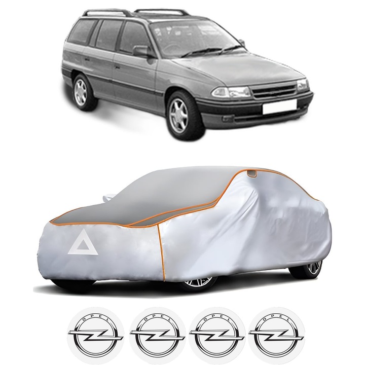 Husa Prelata Antigrindina Auto OPEL ASTRA F Estate (T92) din 1991-1998, Protectie auto contra intemperiilor la grindina, Waterproof, 4x Stickere auto OPEL