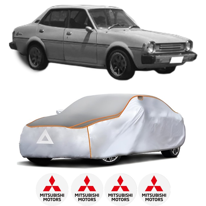 Husa Prelata Antigrindina Auto MITSUBISHI LANCER II (A17_) din 1981-1983, Protectie auto contra intemperiilor la grindina, Waterproof, 4x Stickere auto MITSUBISHI