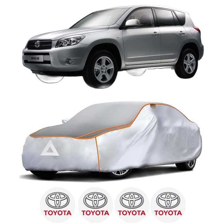 Husa Prelata Antigrindina Auto TOYOTA RAV 4 III (_A3_) din 2005-2013, Protectie auto contra intemperiilor la grindina, Waterproof, 4x Stickere auto TOYOTA