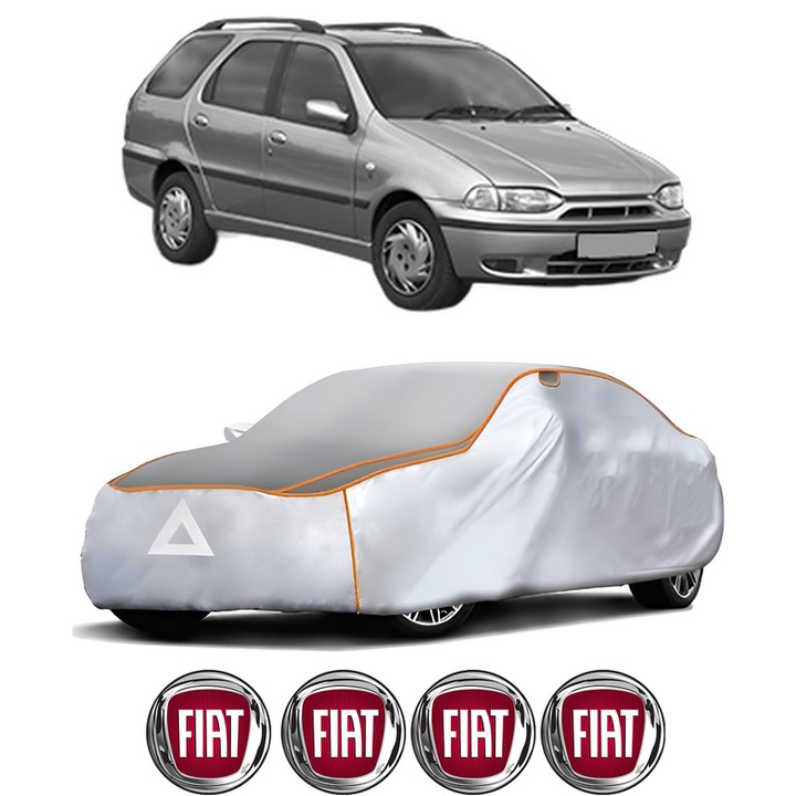 Husa Prelata Antigrindina Auto FIAT PALIO Weekend (178_, 173_, 373_, 374_, 171_) din 1996-2012, Protectie auto contra intemperiilor la grindina, Waterproof, 4x Stickere auto FIAT