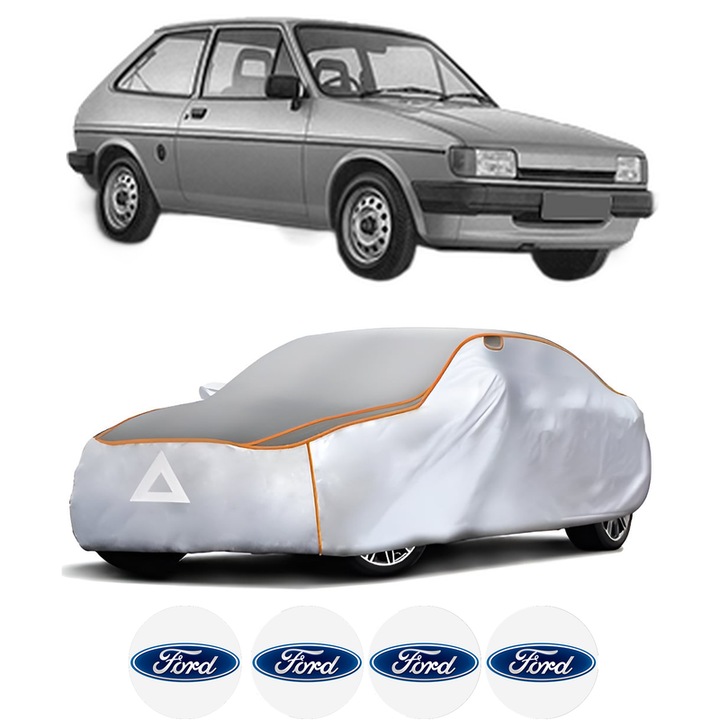 Husa Prelata Antigrindina Auto FORD FIESTA II (FBD) din 1983-1989, Protectie auto contra intemperiilor la grindina, Waterproof, 4x Stickere auto FORD