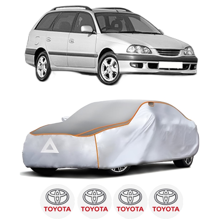 Husa Prelata Antigrindina Auto TOYOTA AVENSIS Estate (_T22_) din 1997-2003, Protectie auto contra intemperiilor la grindina, Waterproof, 4x Stickere auto TOYOTA