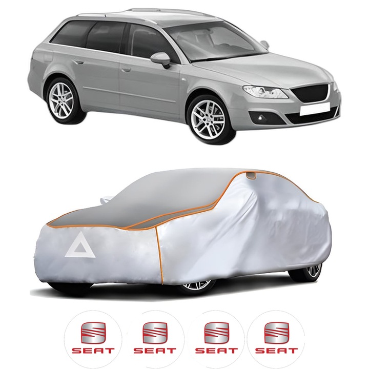 Husa Prelata Antigrindina Auto SEAT EXEO ST (3R5) din 2009-2013, Protectie auto contra intemperiilor la grindina, Waterproof, 4x Stickere auto SEAT
